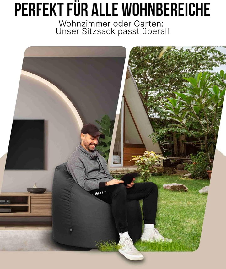 PATCH HOME Patchhome Sitzsack Tropfenform mit Reissverschluss Nachfüllbar - für In &amp; Outdoor - mit S