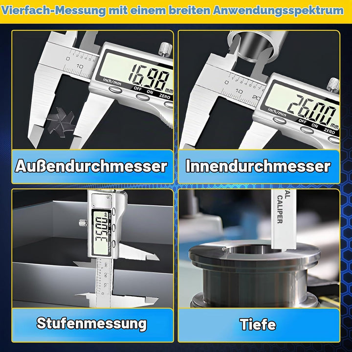Messschieber Digital 150mm Schieblehre Digital Edelstahl mit Grossem LCD-Bildschirm Zoll und Millime