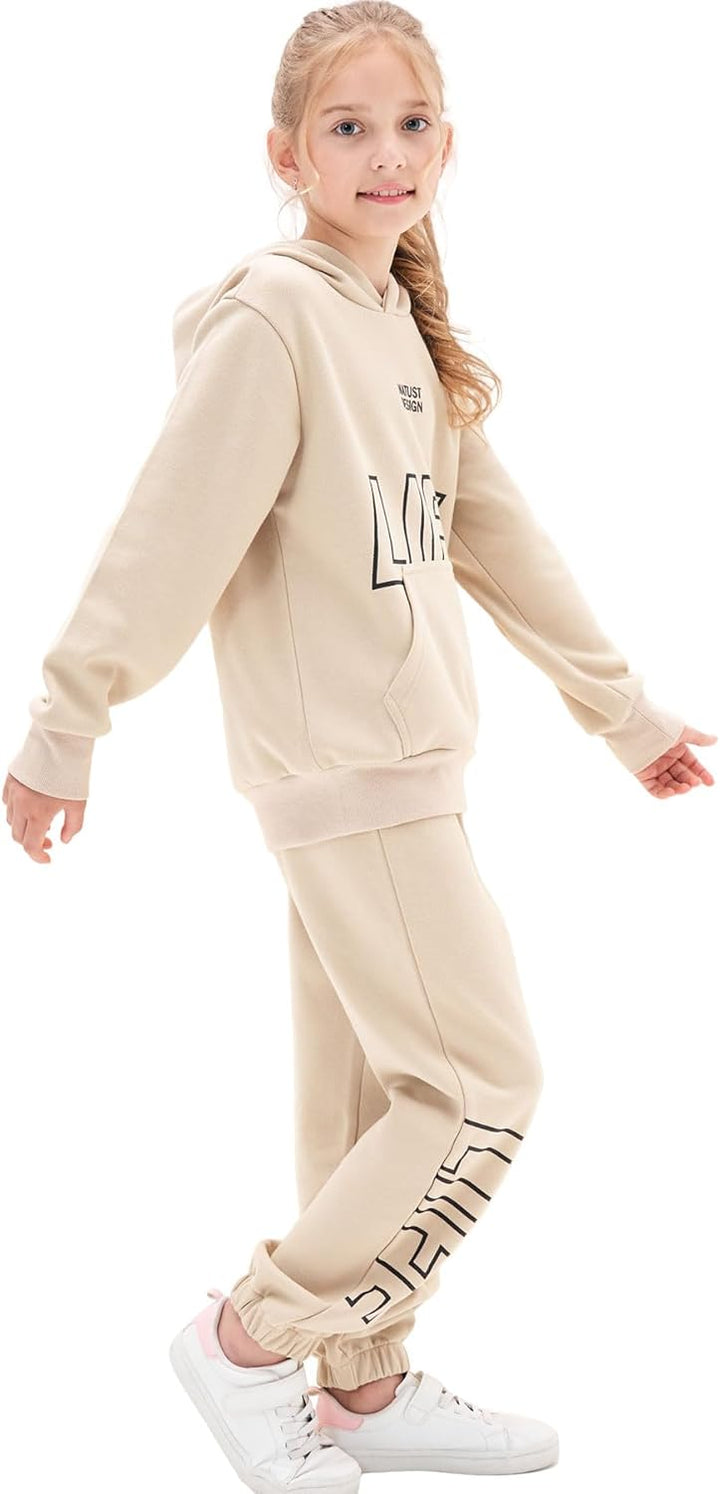 NATUST Kinder Trainingsanzug Jungen Mädchen Sportanzug Einfarbig Sweat Jogginganzug 130 Khaki, 130 K