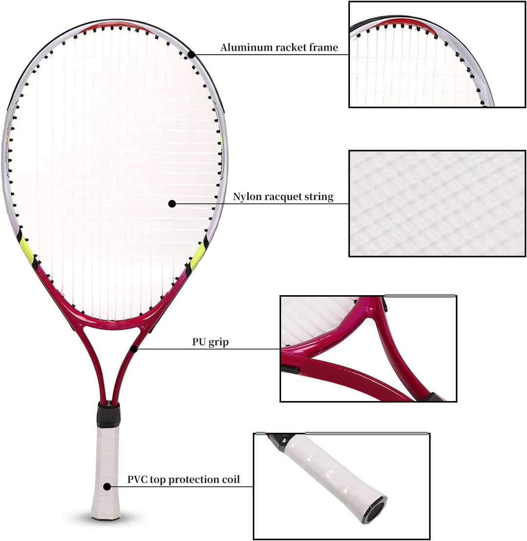 Topyond Tennis-Schläger mit Tragetasche,23 Zoll Aluminium TennisschläGer Kinder,Junior Freizeit-Tenn