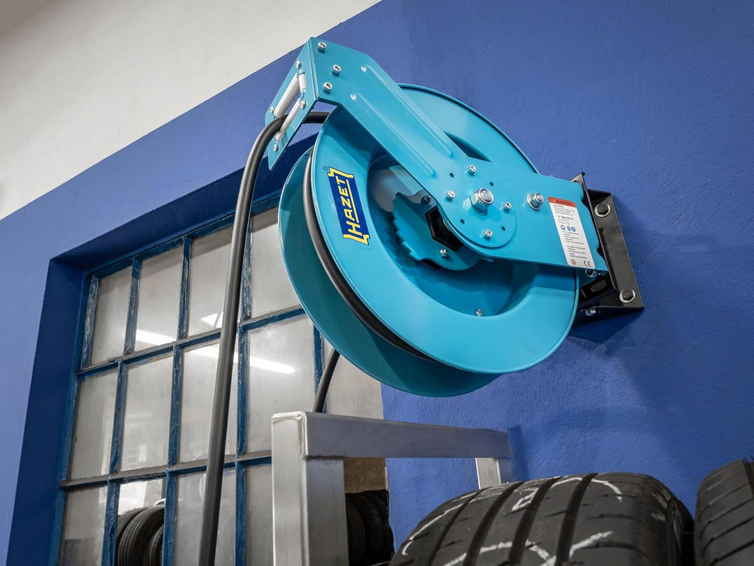HAZET offener Schlauchaufroller 9040OS-10,20 Meter,10 mm, Max. 20 bar,Stahlausführung,Automatischer
