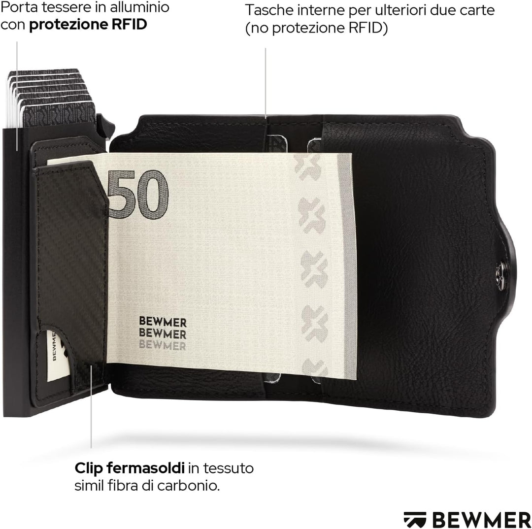 BEWMER 1 Geschütztes Kartenetui | Slim Wallet für Männer und Frauen | Kartenhalter mit RFID-Schutz u