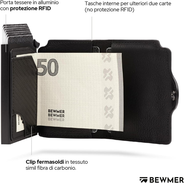 BEWMER 1 Geschütztes Kartenetui | Slim Wallet für Männer und Frauen | Kartenhalter mit RFID-Schutz u