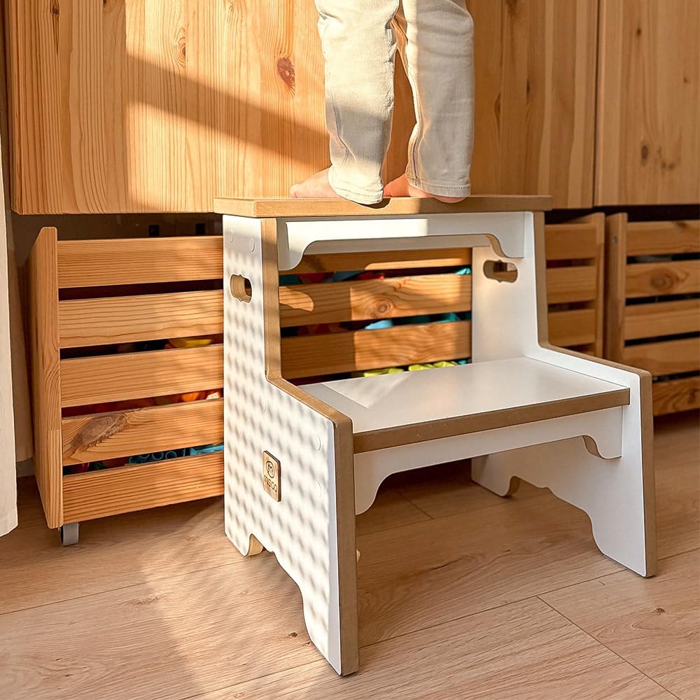 Tritthocker Kinder Hocker Holz Tritthocker Holz - Weisser MDF Step Stool Für Kinderzimmer, 39x39x29