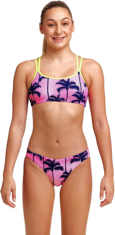 Funkita Schwimmbikini Girls Criss Cross Pop Palms - Mädchen Bikini für das Schwimmtraining 140 Mehrf