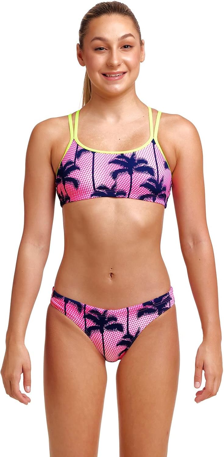 Funkita Schwimmbikini Girls Criss Cross Pop Palms - Mädchen Bikini für das Schwimmtraining 140 Mehrf