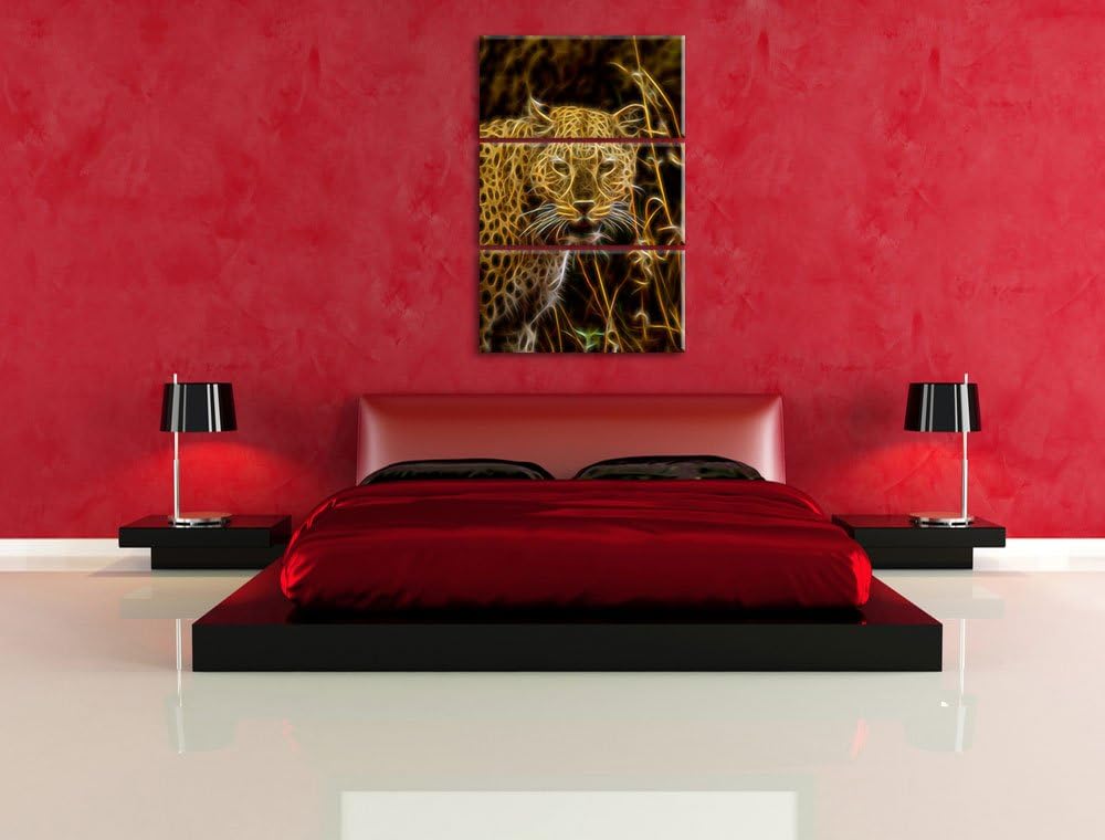 Leopard beobachtet Umgebung NewArt 3-Teiler Leinwandbild 120x80 Bild auf Leinwand, XXL riesige Bilde