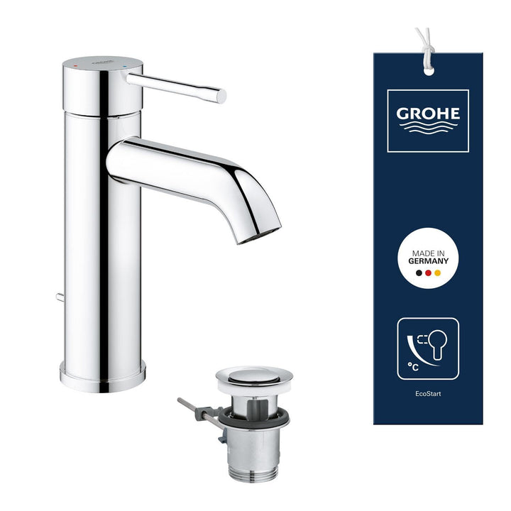 Grohe EssenceEinhand-Waschtischbatterie, DN 15 S-Size, 1 stück, grau, 23591001 S mit Zugstange Ablau