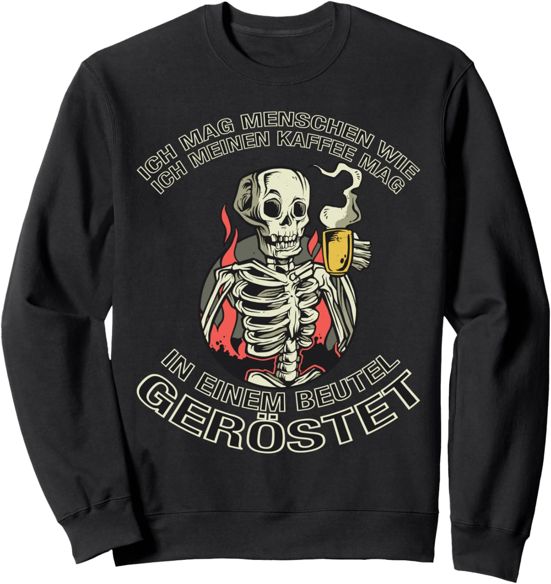 Ich Mag Menschen Kaffee Schwarzer Humor Sensenmann Skelett Sweatshirt