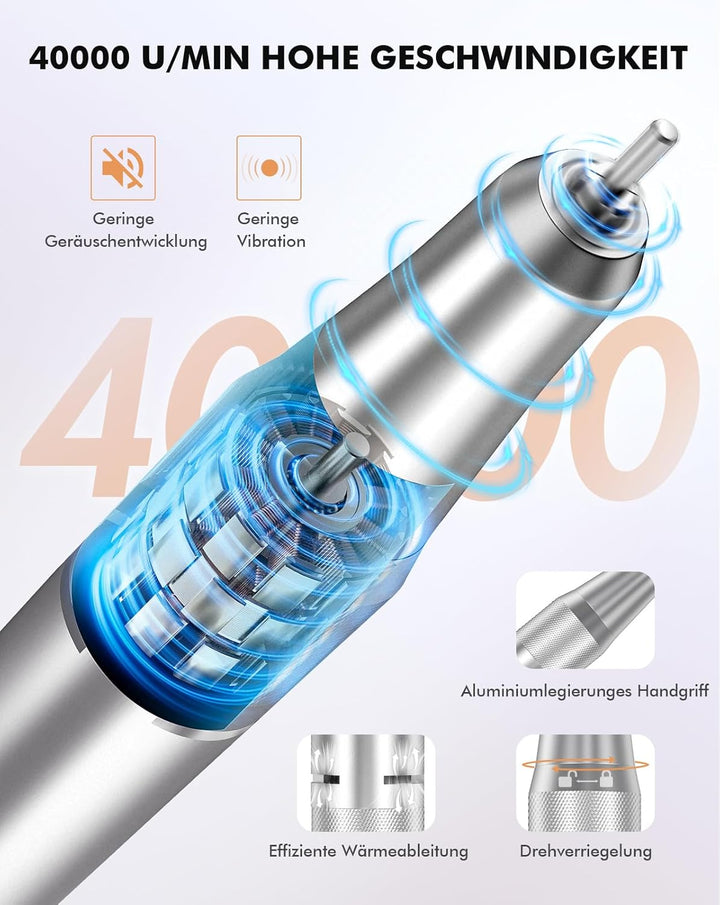 Nagelfräser 40.000 U/min Profi. Tragbar Fräser Nägel Elektrische Nagelfeile Wiederaufladbare Fräser