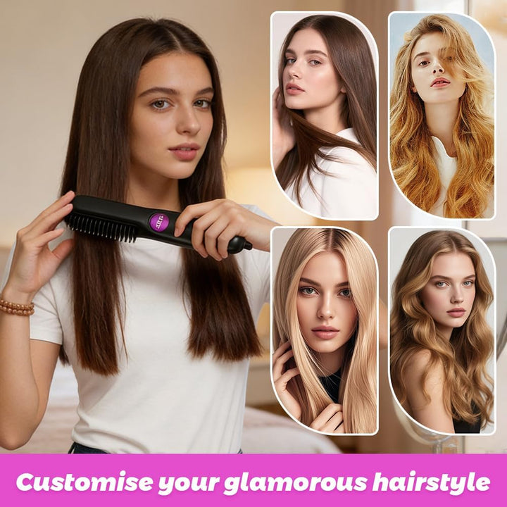 Stylingbürste für Kurze Haare Kabellos, HOVCEH Go Brush Pro Glättbürste with 3 Adjustable Heat Modes