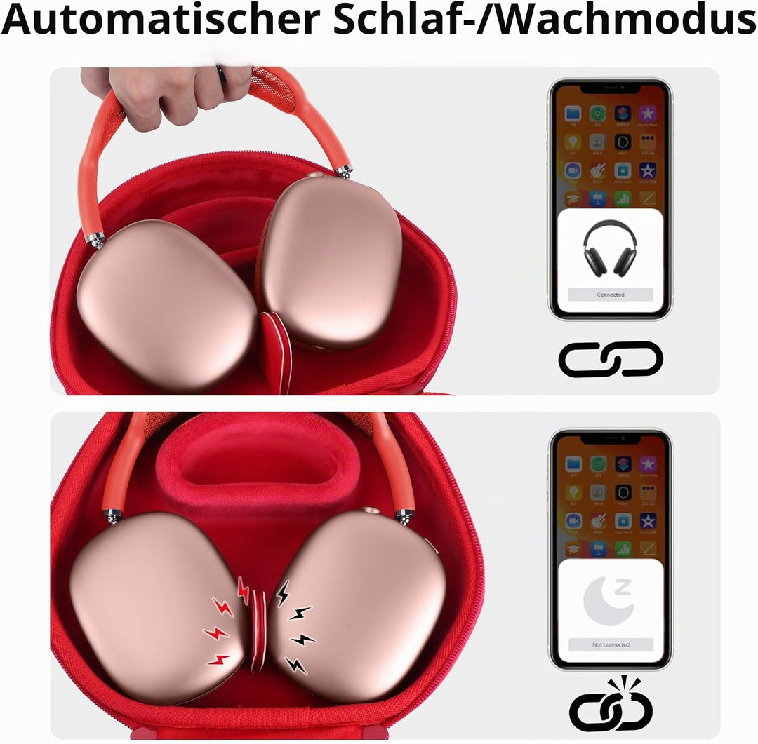 Hart Schutzhülle kompatibel mit Apple AirPods Max Kopfhörer Rot, Rot