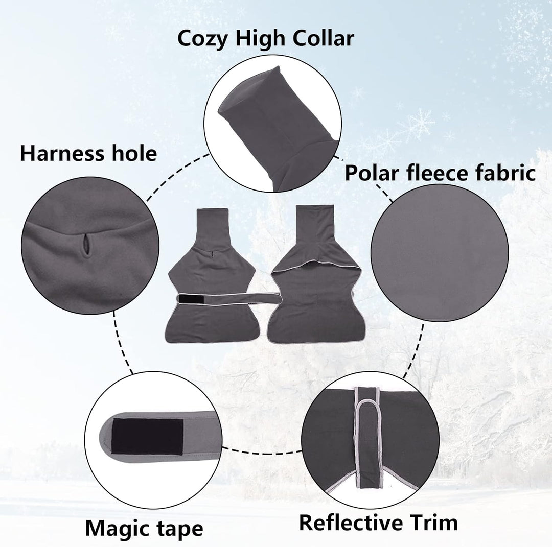 Geyecete Fleece Hundemantel Pullover für Windhunde,Whippet winterjacken Rollkragen Warmes Verstellba