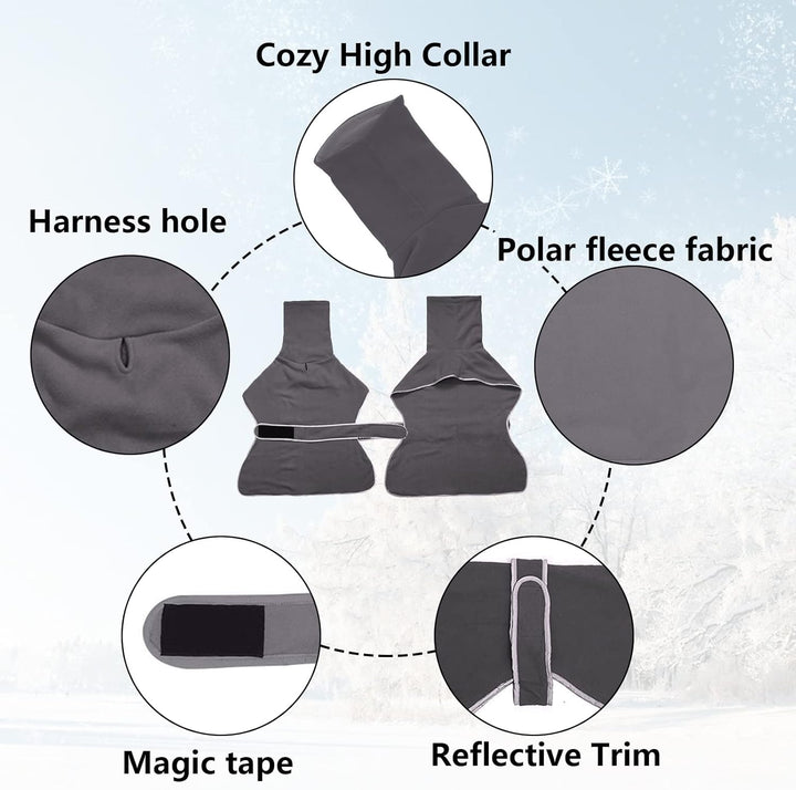 Geyecete Fleece Hundemantel Pullover für Windhunde,Whippet winterjacken Rollkragen Warmes Verstellba