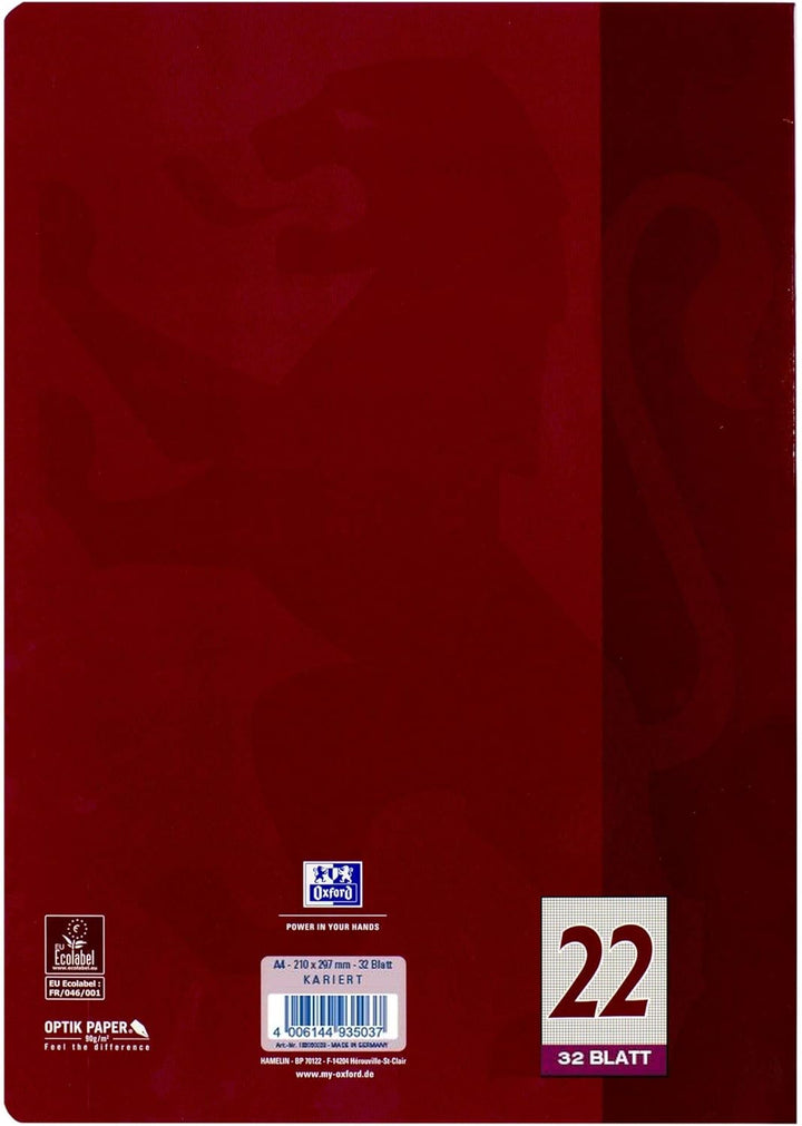 Oxford Schulheft A4, 32 Blatt, Lineatur 22, kariert, 10 Stück 10 Stück Lineatur 22 - kariert, 10 Stü