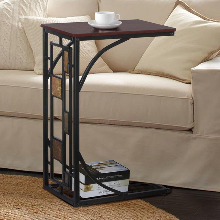 Yaheetech Beistelltisch Stabiler Couchtisch C- Form Kaffeetisch Teetisch Industrial Design Wohnzimme