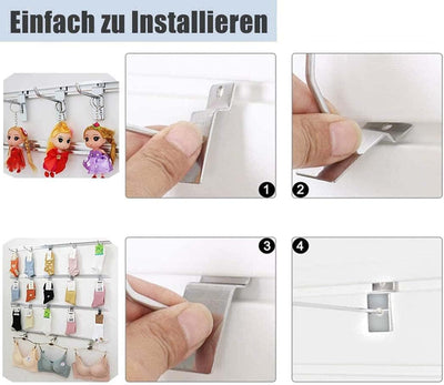 uyoyous Display Haken Lamellenwand Slatwall Hake 20CM, 100 Stück Pegboard Slatwall-haken Werkzeugwan