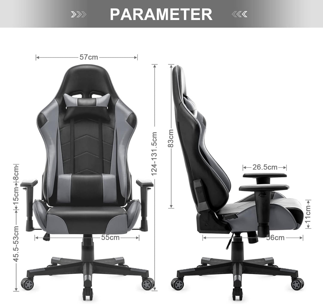 IntimaTe WM Heart Gaming Stuhl, Racing Gamer Stuhl mit Kopfstütze und Lordosenstütze, Ergonomischer