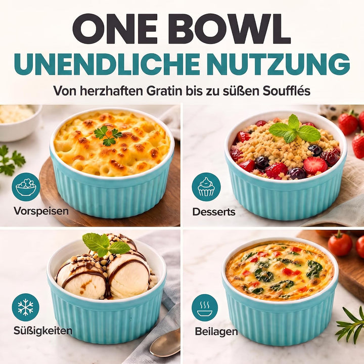 Dimono® Dessert-Schalen Creme Brulee Souflee-Förmchen, Auflaufform-Schälchen mit 170 ml für Desserts
