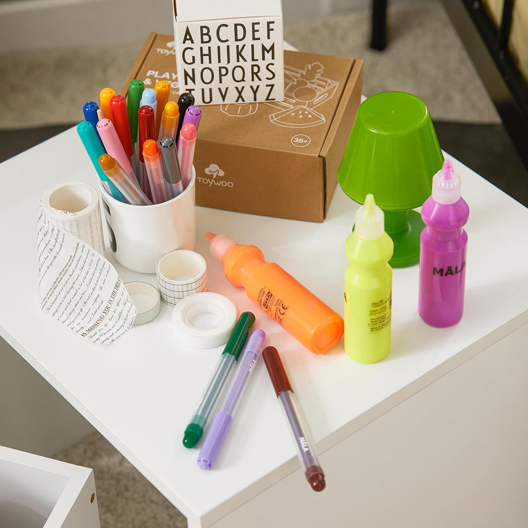 SoBuy KMB74-W Kinder Spielzeugtruhe Spielzeugkiste mit Deckel Aufbewahrungsbox Kinder Spielzeugbox S