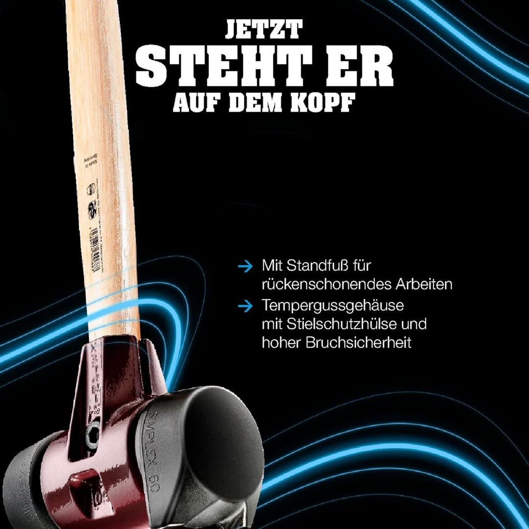 SIMPLEX-Vorschlaghammer, Gummikomposition, mit Standfuss/Superplastik; mit Tempergussgehäuse und Hic