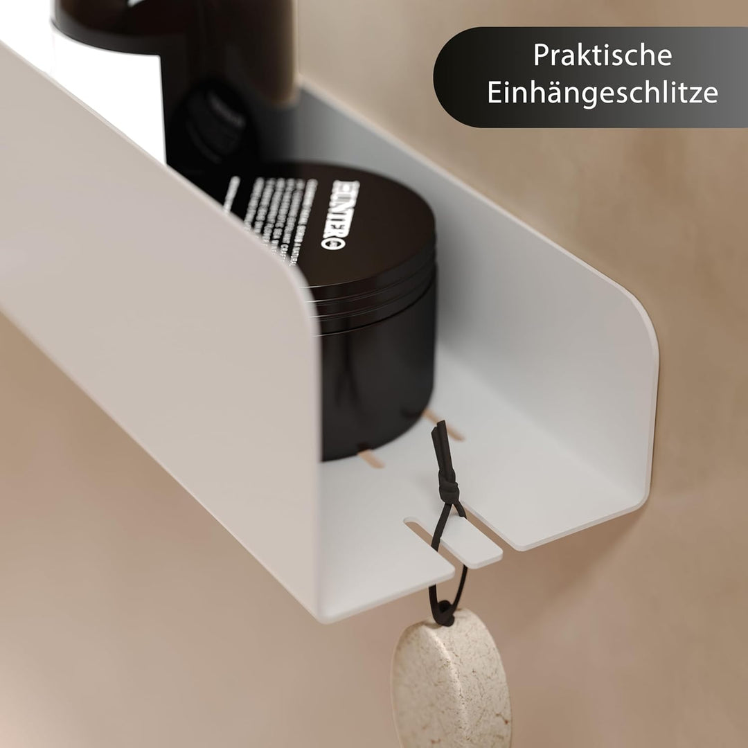Duschablage ohne Bohren | Edelstahl Duschregal mit Ablaufrillen | Duschkorb zum Kleben | Badregal Se