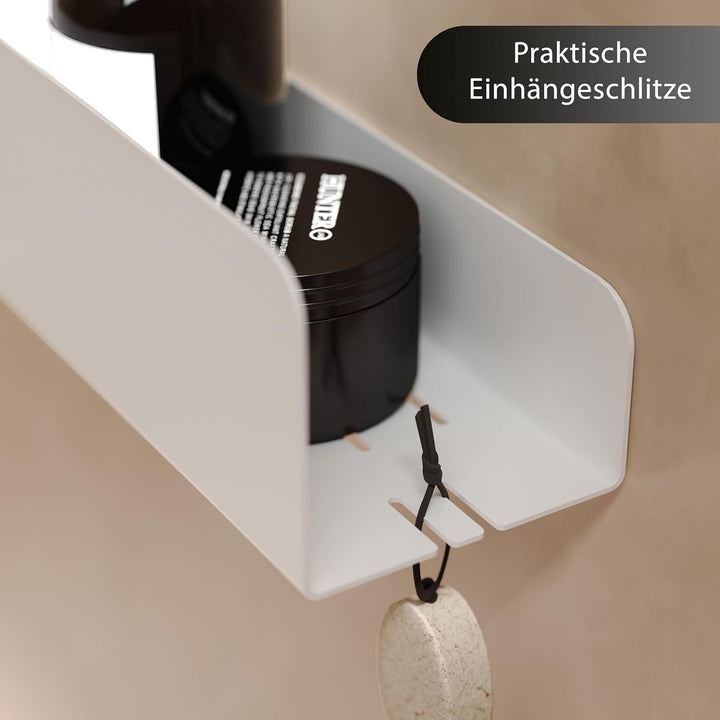 Duschablage ohne Bohren | Edelstahl Duschregal mit Ablaufrillen | Duschkorb zum Kleben | Badregal Se