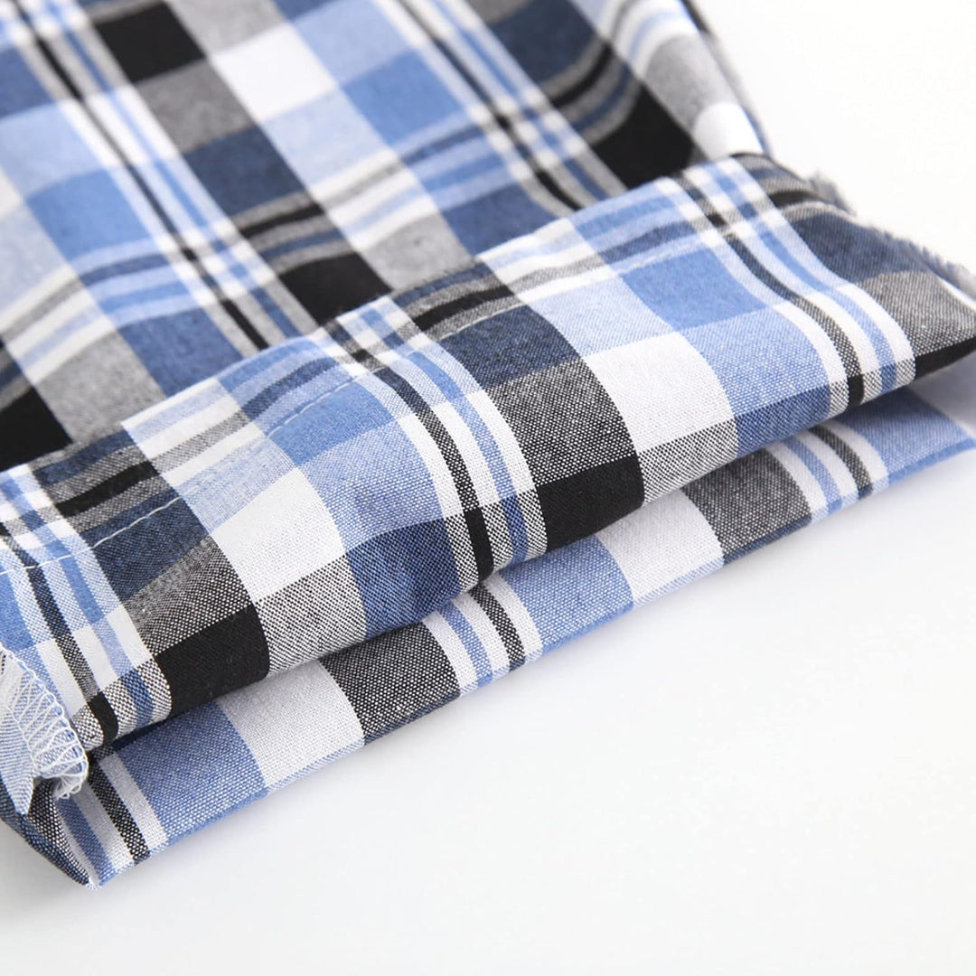 Herren Fleece Pyjamahose Relaxed Fit LoungeHose Herren Schlafanzughose Lang Baumwolle Karierte Schla