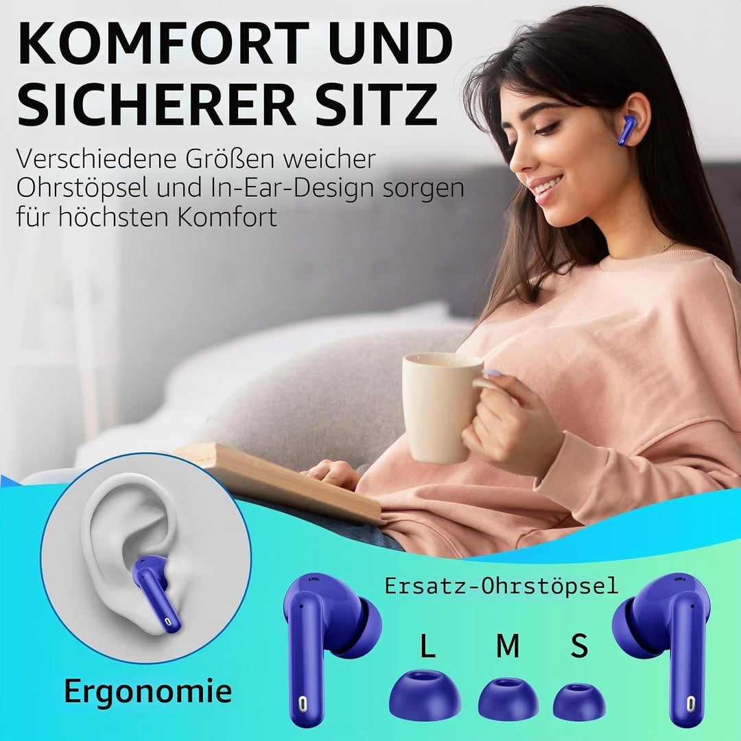 Btootos Bluetooth Kopfhörer, Kopfhörer Kabellos Bluetooth 5.4 Sport In Ear Kopfhörer mit 4 Mikrofon,