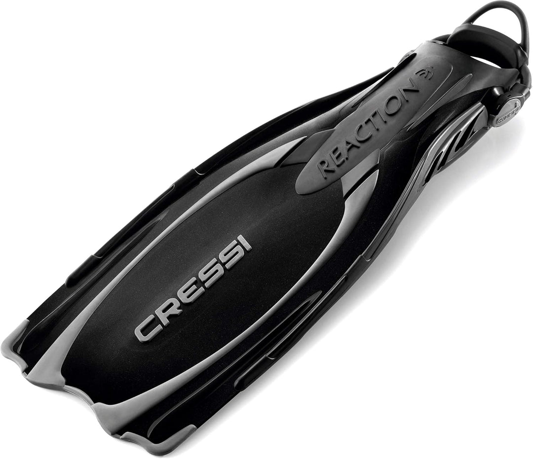 Cressi Reaction EBS Fins - Hochleistungstauchflossen mit EBS Strap S/M (39/42) Schwarz/Silber, S/M (