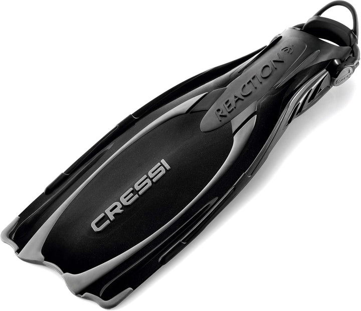 Cressi Reaction EBS Fins - Hochleistungstauchflossen mit EBS Strap S/M (39/42) Schwarz/Silber, S/M (
