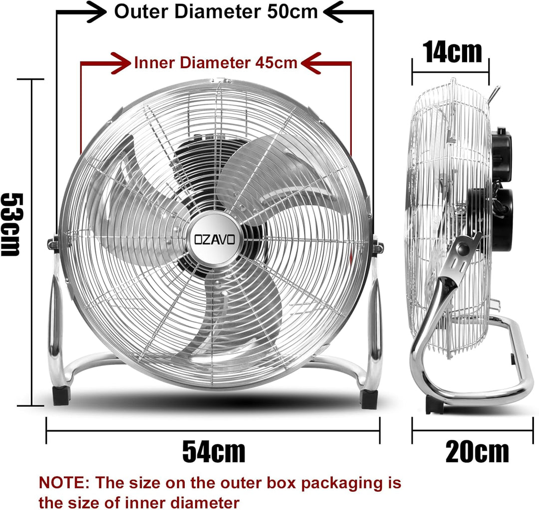 Standventilator, Windmaschine ⌀50 cm mit 3 Laufgeschwindigkeiten, Bodenventilator Power, Tischventil