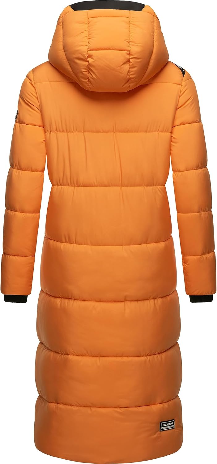 MARIKOO Damen Wintermantel warmer Steppmantel lang mit abnehmbarer Kapuze Reliziaa XS-3XL XS Apricot