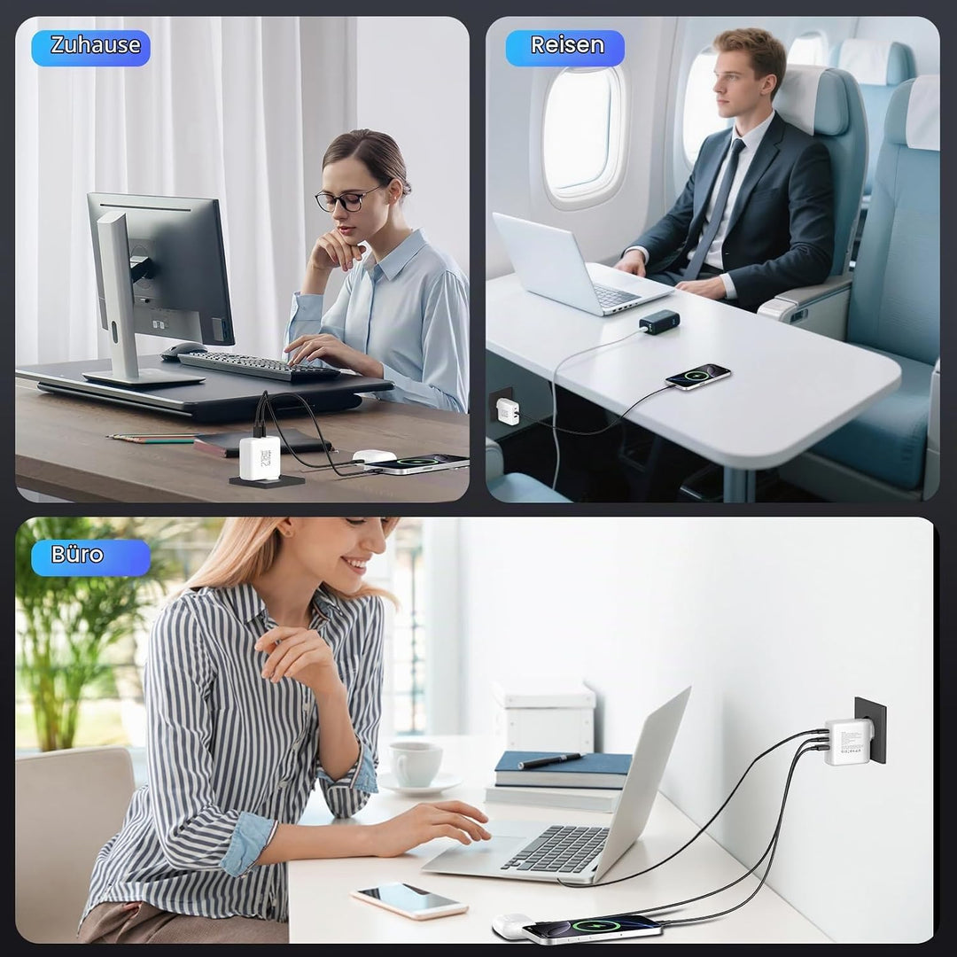 USB C Ladegerät 100W PPS 60W 3-Ports Schnellladegerät 100W USBC Netzteil Mit EU/US Stecker PD Charge