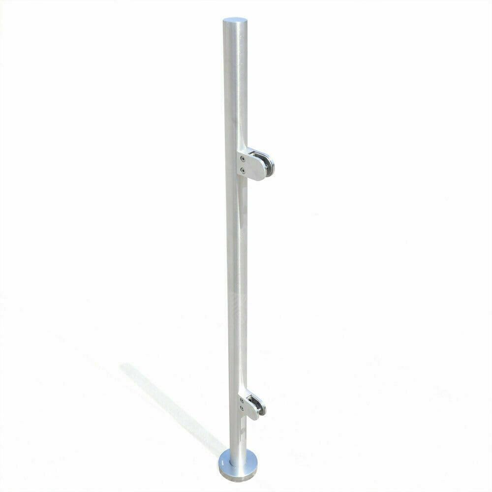 Treppengeländer 110 cm, Geländerpfosten aus Glas, Geländerpfosten, Glashalter Edelstahl, Balkongelän