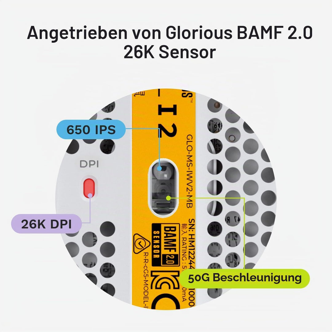 GLORIOUS Model I 2 Kabelgebundene Gaming-Maus, 66g, 9 Makro-Tasten, Weiss | Motion-Sync, Optische Sc
