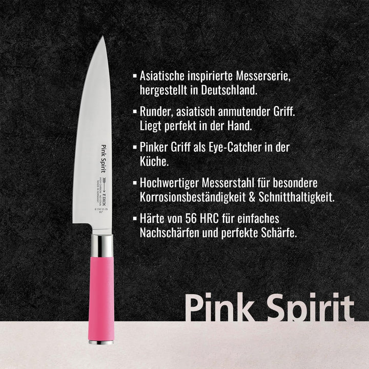 F. DICK Pink Spirit Kochmesser (Klingenlänge 21 cm, Küchenmesser aus hochlegiertem Edelstahl, Klinge