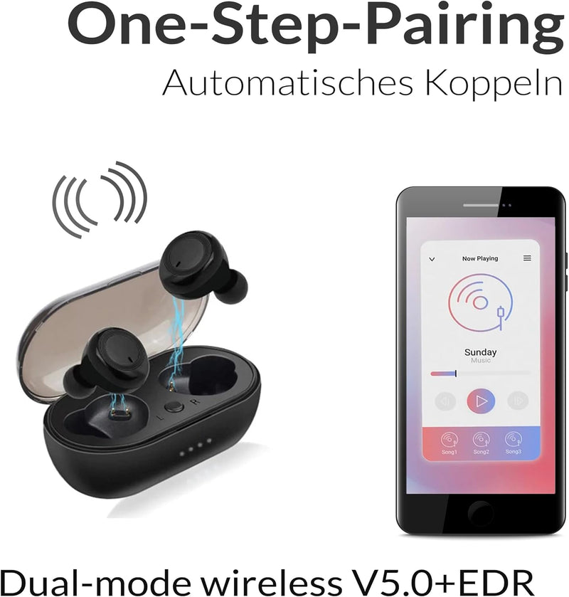 XORO Kabelloser In-Ear-Kopfhörer KHB 25, integrierter Akku, TWS-Technologie, Separate Ladebox, Mikro