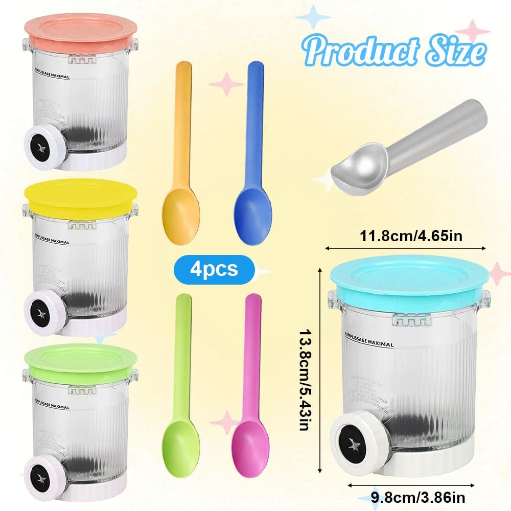 4 Stück Creami Behälter für Ninja Creami Swirl, 500ML Ersatzbecher für Ninja Swirl Creami NC700 &amp; NC