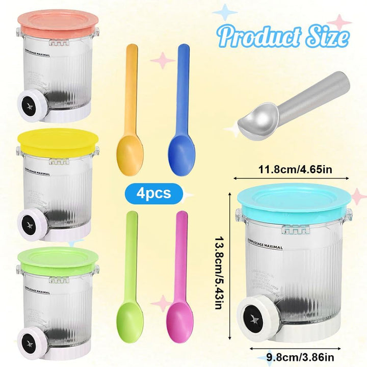 4 Stück Creami Behälter für Ninja Creami Swirl, 500ML Ersatzbecher für Ninja Swirl Creami NC700 &amp; NC