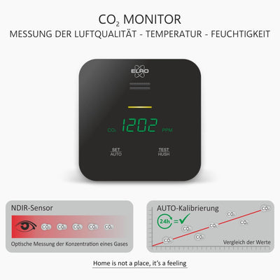 ELRO FCO2400 CO2 Meter - Luftqualitätsmesser mit NDIR Sensor für CO2, Temperatur und Feuchte - mit S
