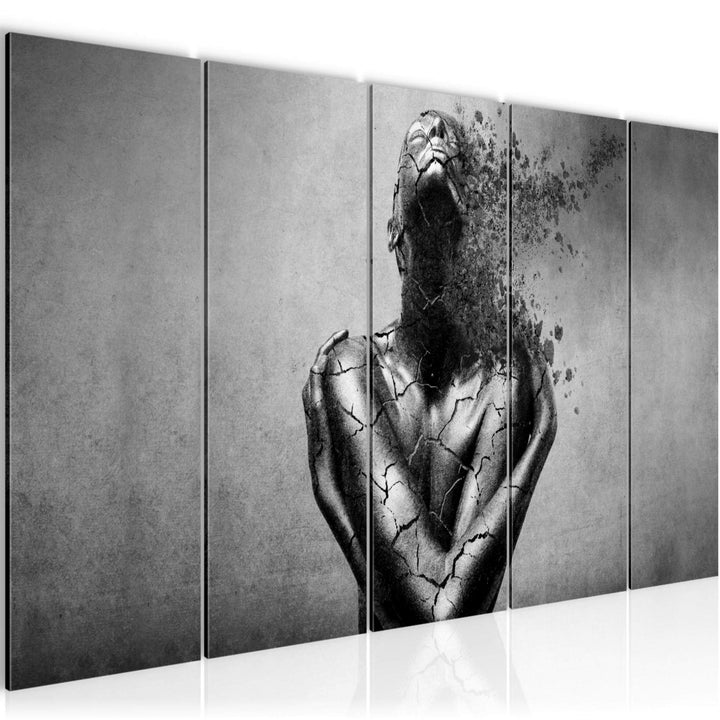 Runa Art Wandbild XXL Abstrakt Mensch Wohnzimmer Schlafzimmer 200 x 80 cm Schwarz Weiss 5 Teilig - M