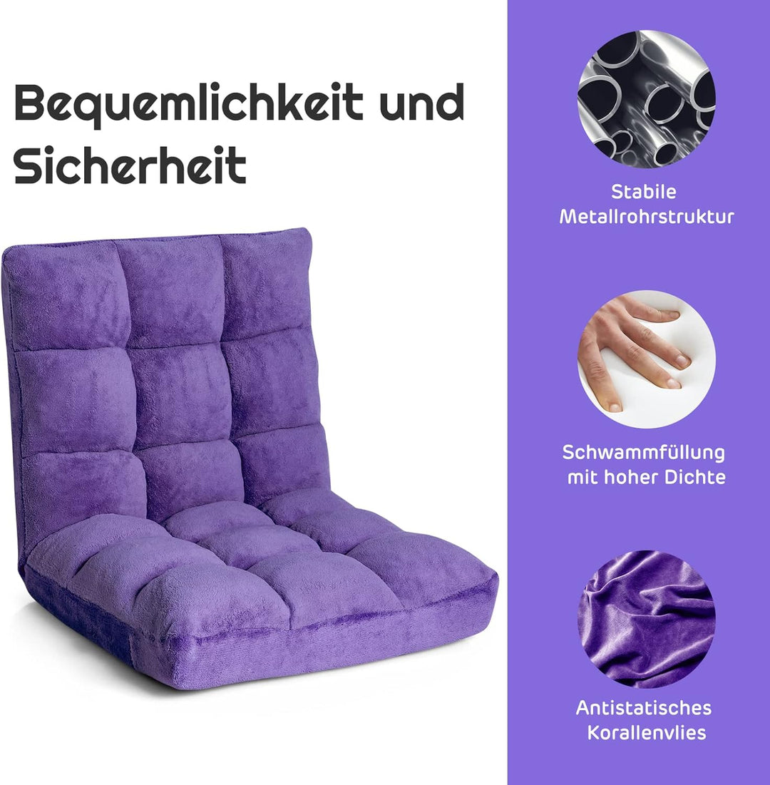 GOPLUS Bodenstuhl, Bodensofa mit Rückenlehne, Bodensessel mit Schlaffunktion, Floor Chair, Lazy Sofa