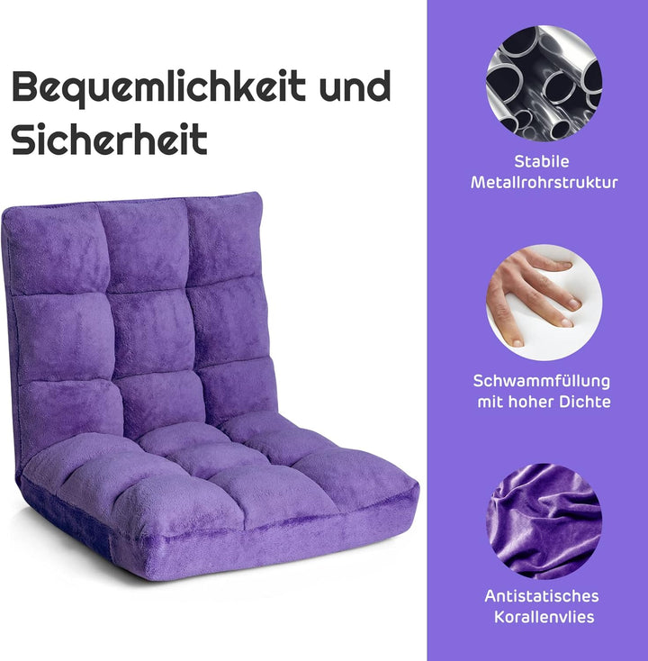 GOPLUS Bodenstuhl, Bodensofa mit Rückenlehne, Bodensessel mit Schlaffunktion, Floor Chair, Lazy Sofa