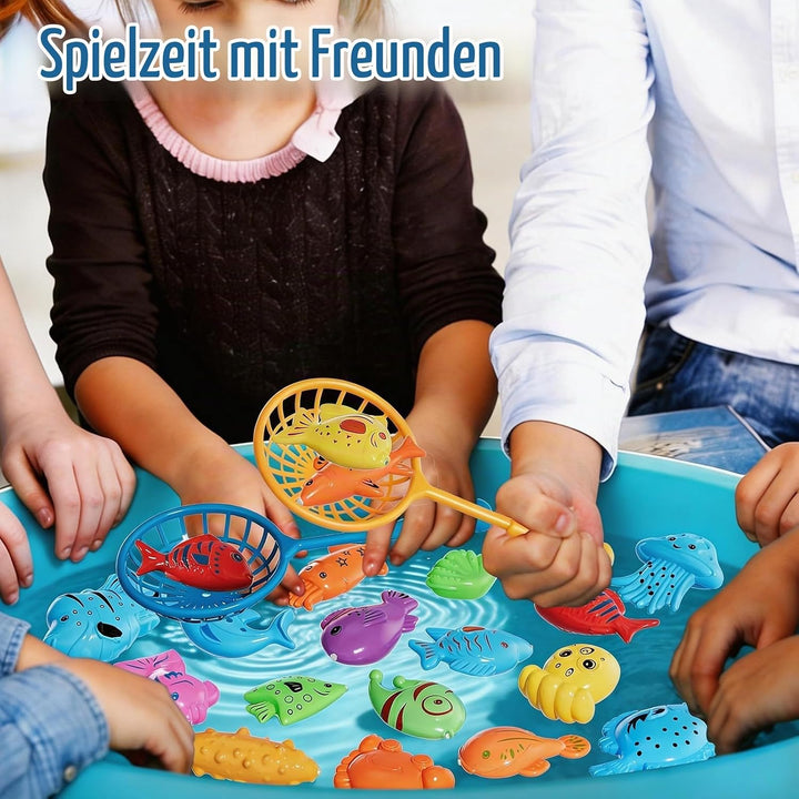 Magnetisches Angelspiel Angelspielzeug mit Schwimmenden Fischen, Baden Pool Strand Outdoor Spielzeug