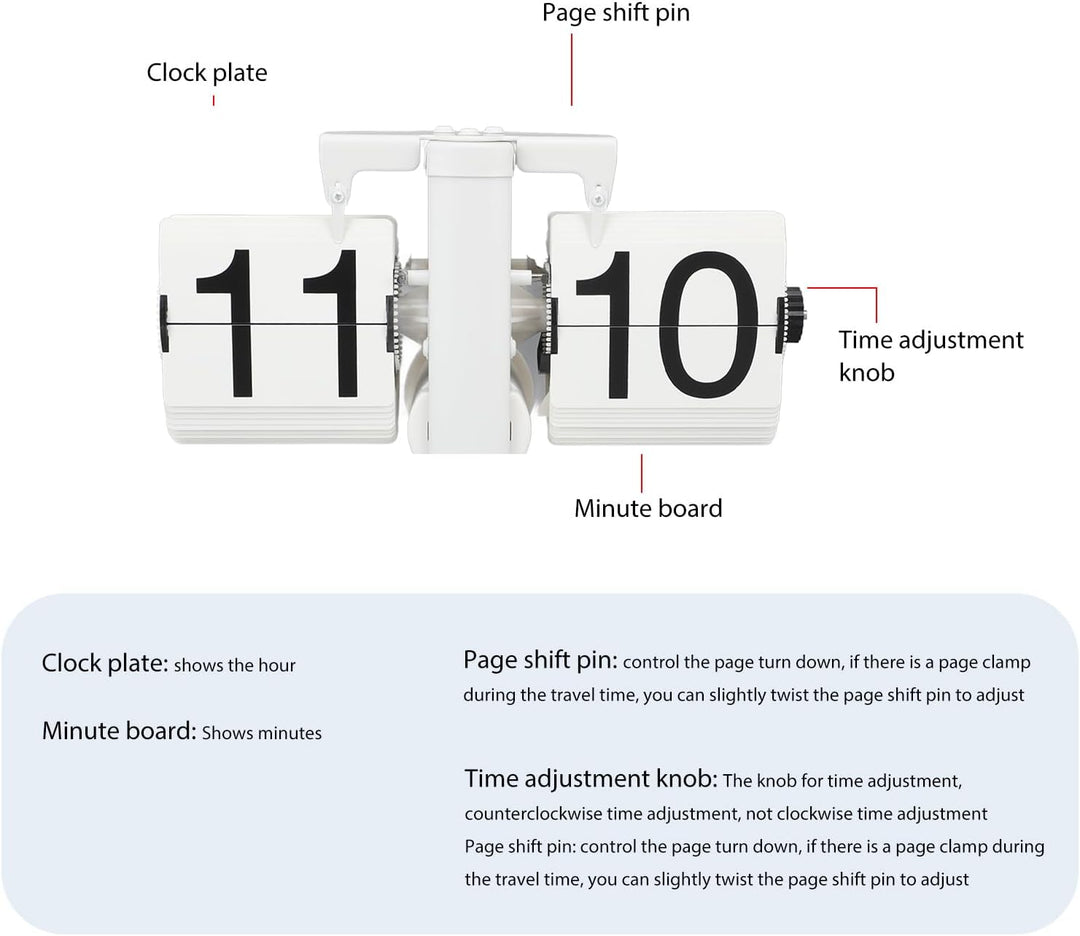 Ejoyous Digitale Flip-Down-Uhr, Retro-Mechanischer Klappuhr mit internem Getriebe, Grosse Zifferanze