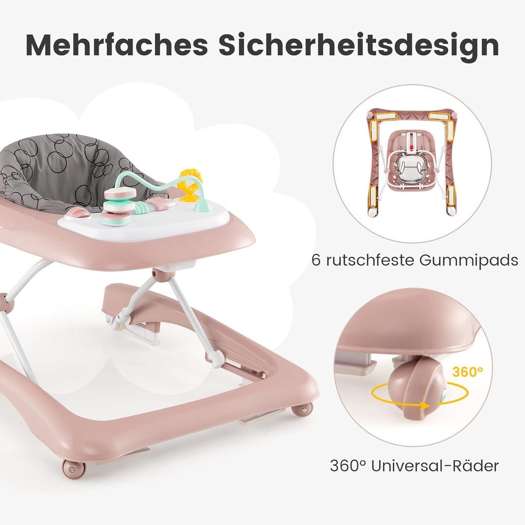 COSTWAY 3 in 1 Lauflernhilfe klappbar, Lauflernwagen mit verstellbarer Höhen & Geschwindigkeit, Baby