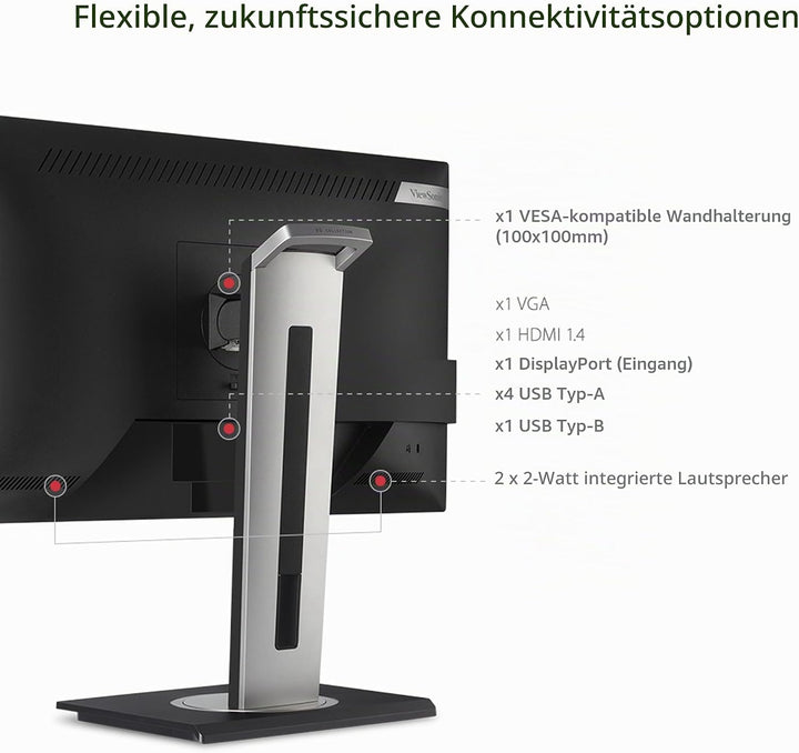 Viewsonic VG2748A-2 68,6 cm (27 Zoll) Büro Monitor (Full-HD, IPS-Panel, HDMI, DP, USB 3.0 Hub, Höhen