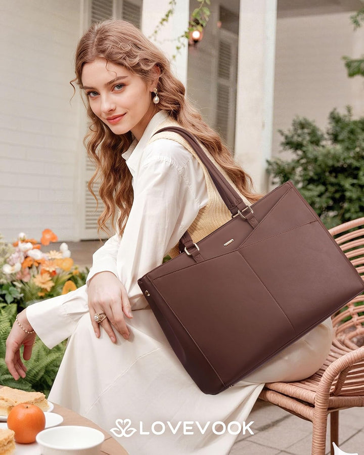 LOVEVOOK Laptoptasche Damen, Arbeitstasche mit Isoliertem Kühlfach Gross | 15,6 Zoll Laptop Handtasc