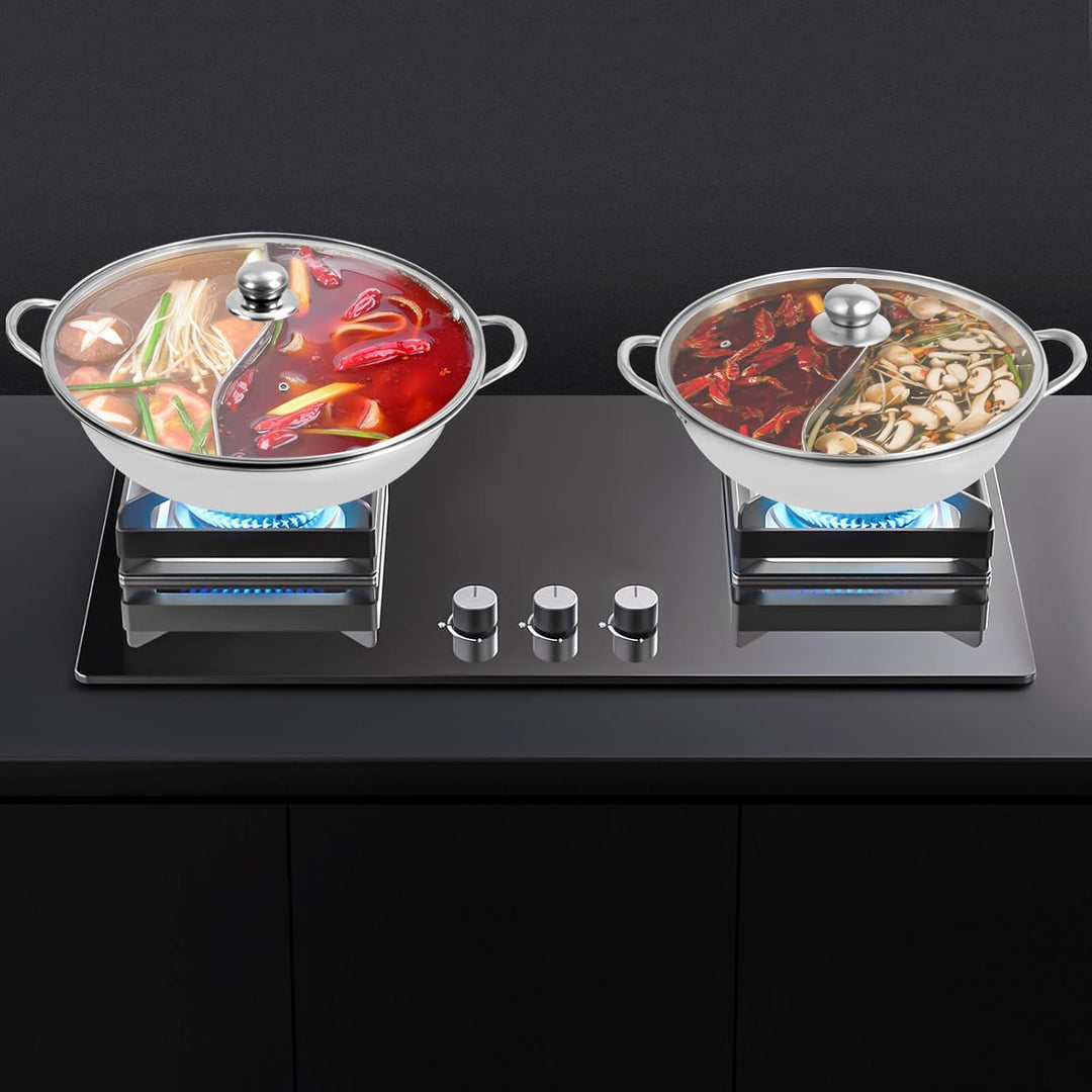 HOARLICN Hot Pot Mit Trennwand, Mandarine Ente Topf Edelstahl Hot Pot Mit Trennwand Und Deckel Teile
